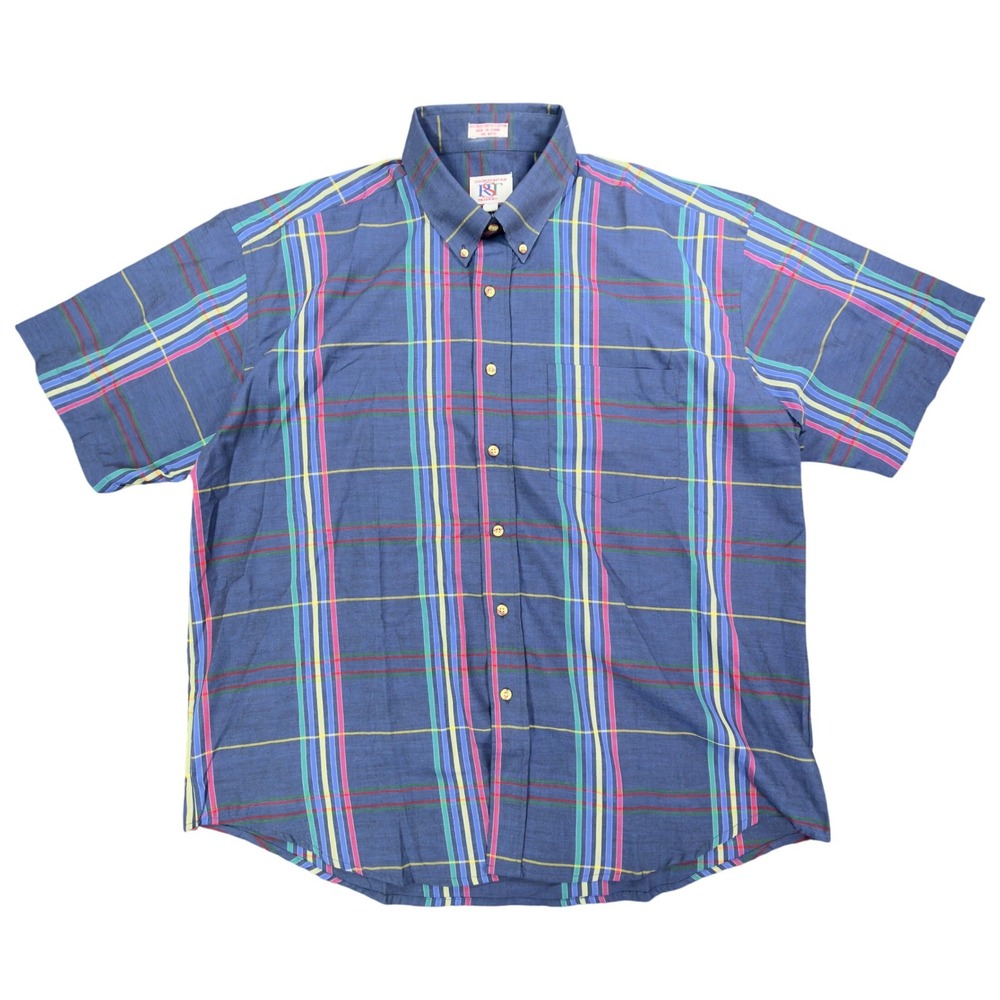 Salmon River Traders 90s Plaid Shirt Mens XL Blue Cotton Blend New C446